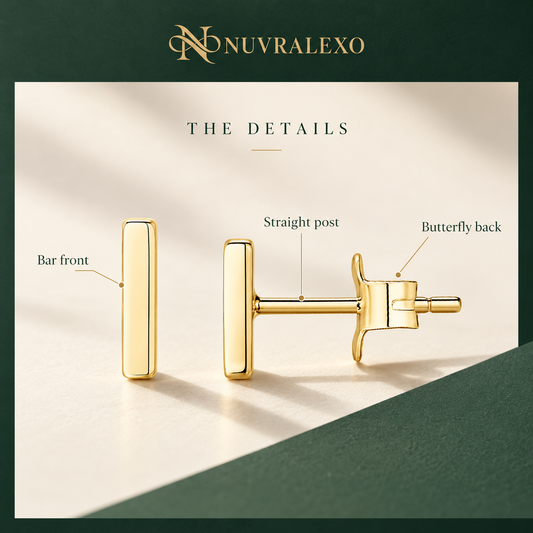 Nuvralexo® Mini Gold Bar Stud Earrings