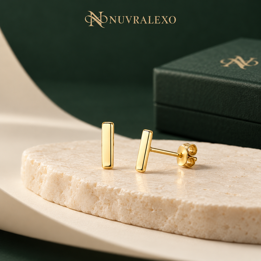 Nuvralexo® Mini Gold Bar Stud Earrings