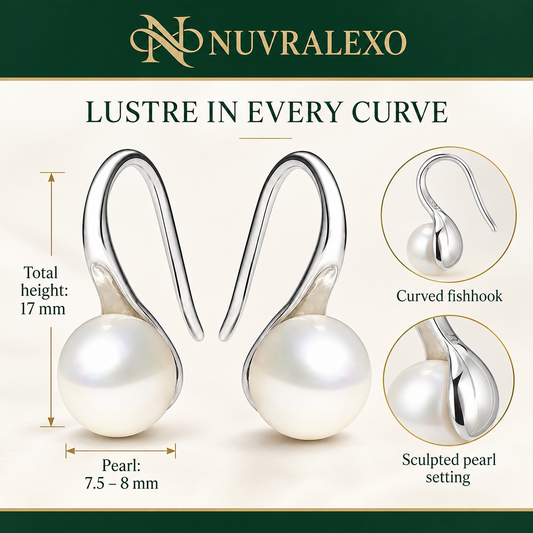 Nuvralexo® Sterling Silver Freshwater Pearl Drop Earrings