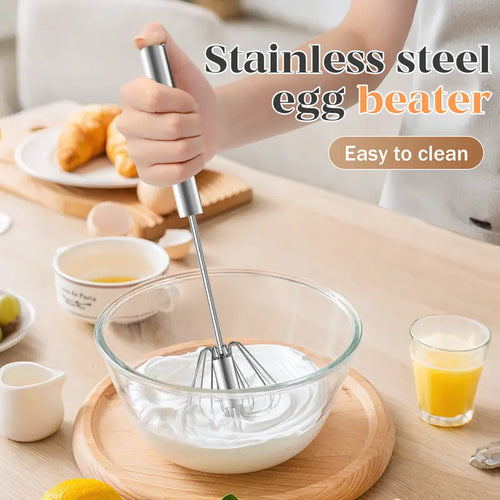🆙Stainless Steel Hand-Push Rotary Whisk Food-Grade Rust-Resistant Kitchen Utensil