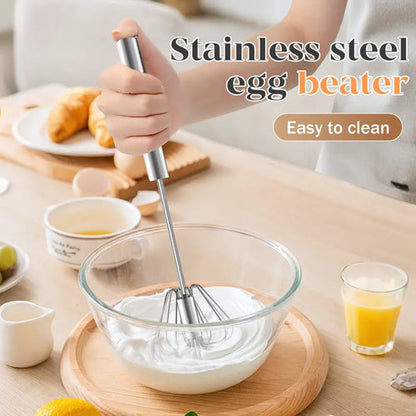 🆙Stainless Steel Hand-Push Rotary Whisk Food-Grade Rust-Resistant Kitchen Utensil