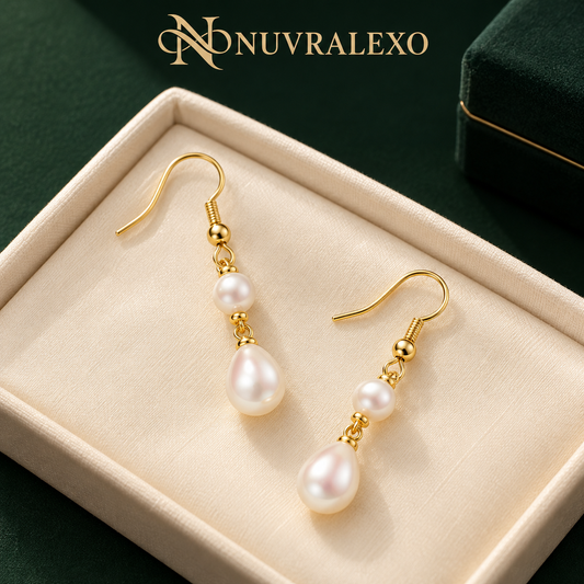 Nuvralexo® Gold-Plated Freshwater Pearl Drop Earrings