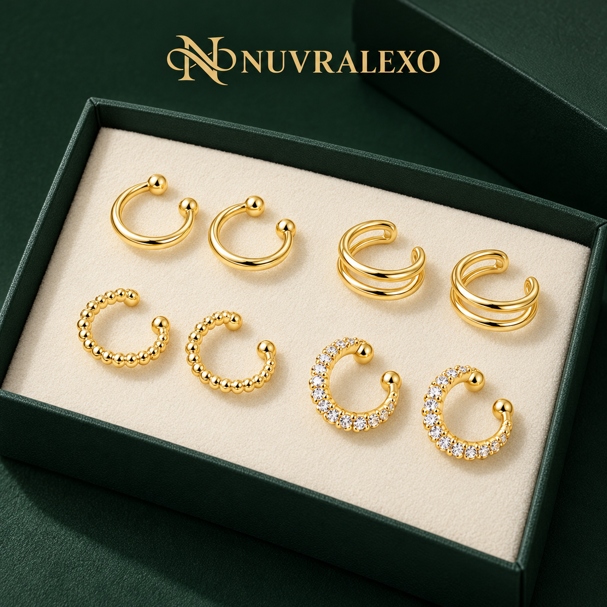 Nuvralexo® Gold Ear Cuff Set — 8 Pieces