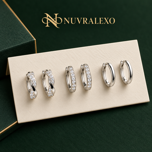 Nuvralexo® Silver Huggie Hoop Trio Set