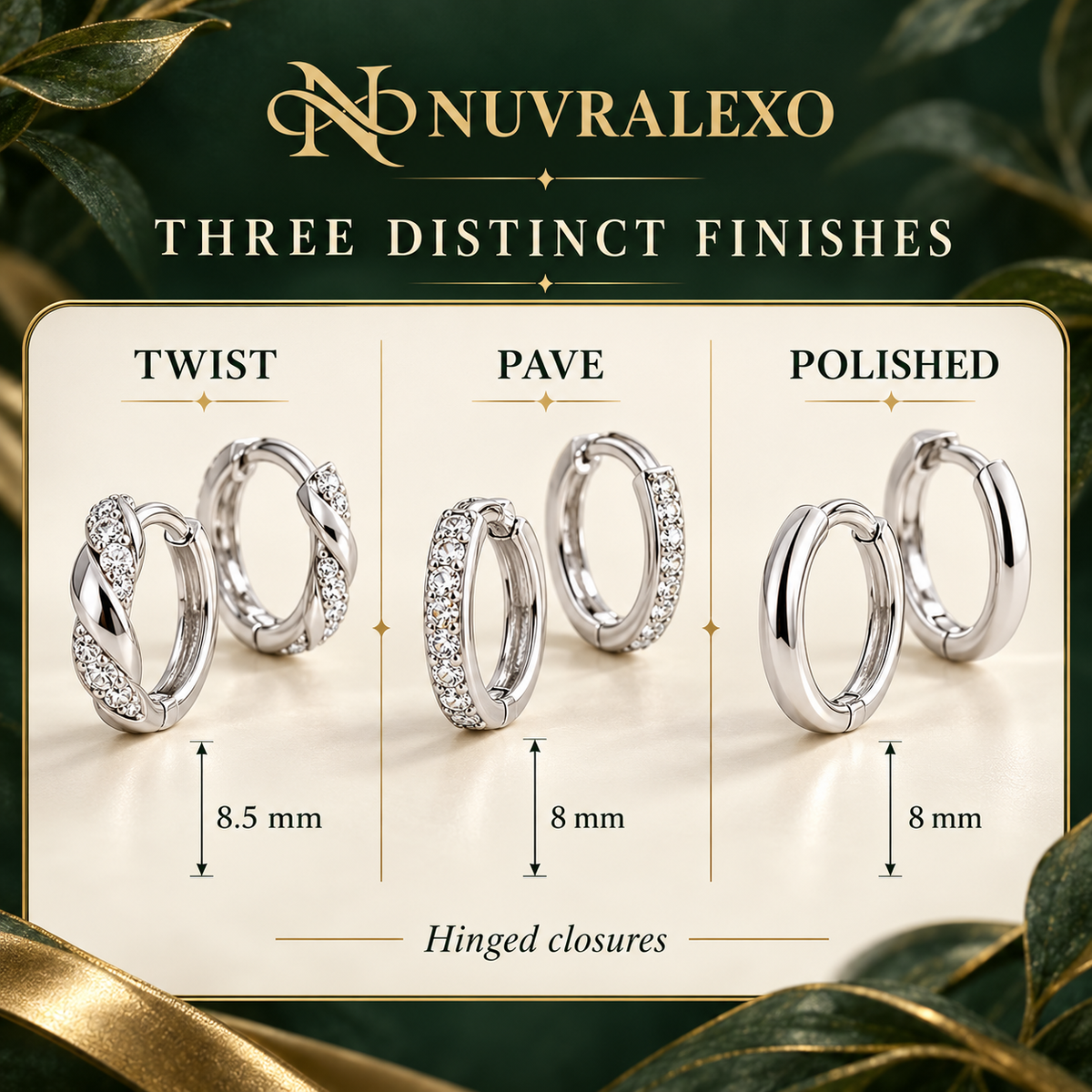 Nuvralexo® Silver Huggie Hoop Trio Set