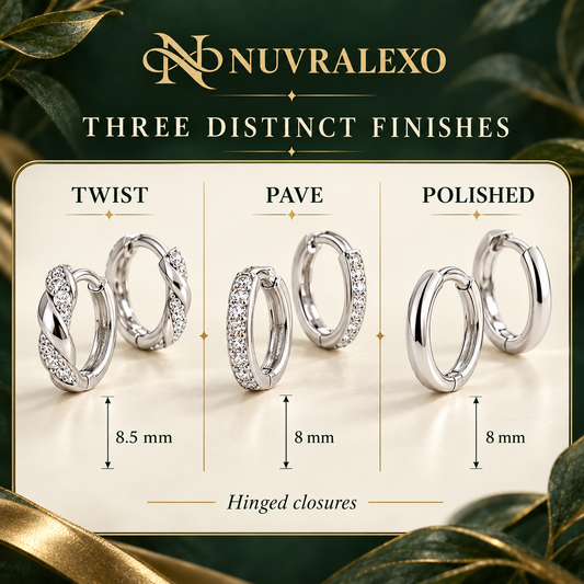 Nuvralexo® Silver Huggie Hoop Trio Set