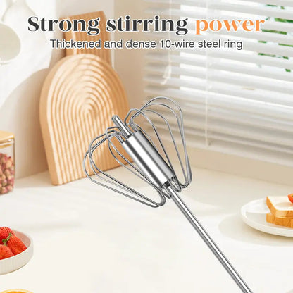 🆙Stainless Steel Hand-Push Rotary Whisk Food-Grade Rust-Resistant Kitchen Utensil