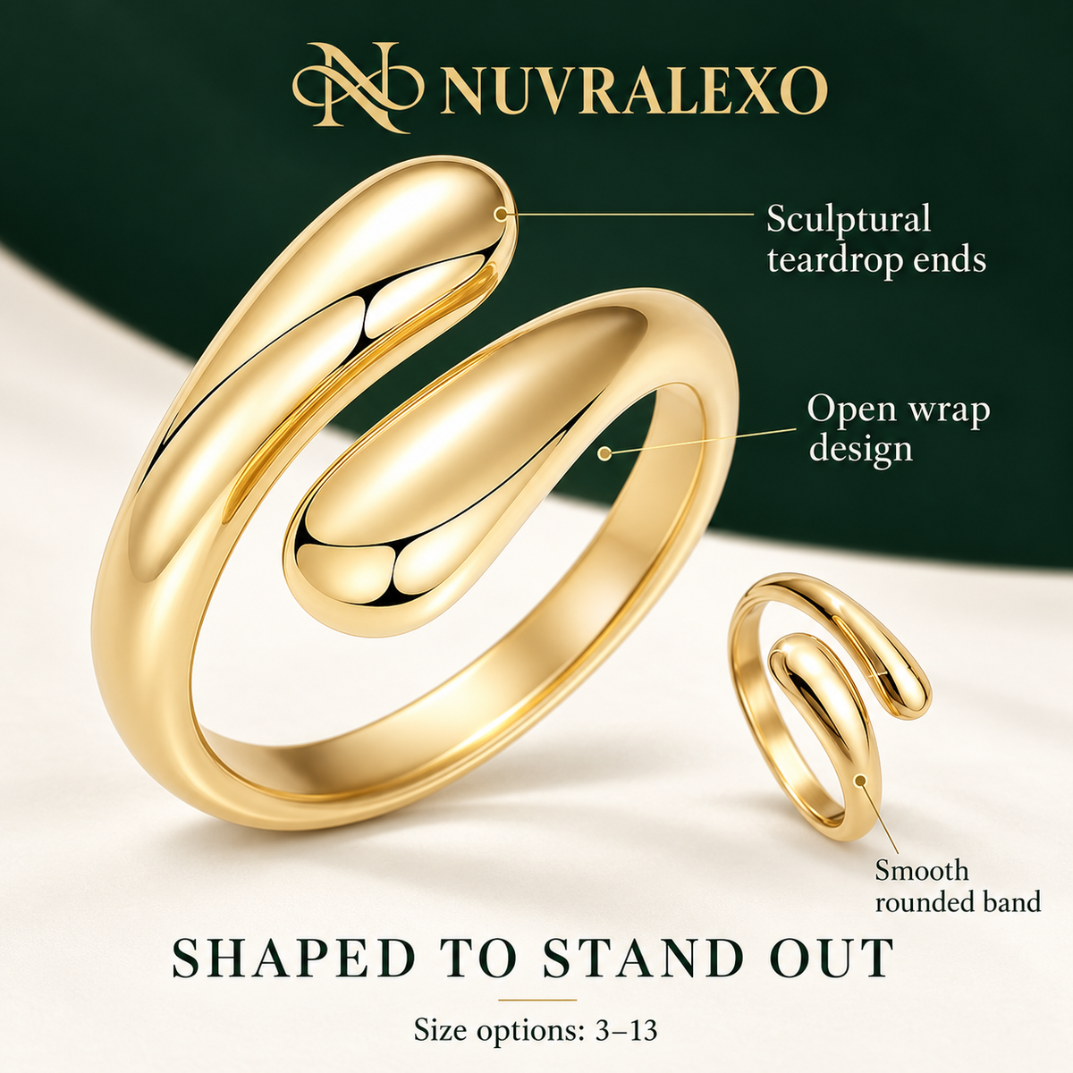 Nuvralexo® Gold-Tone Twisted Dome Ring