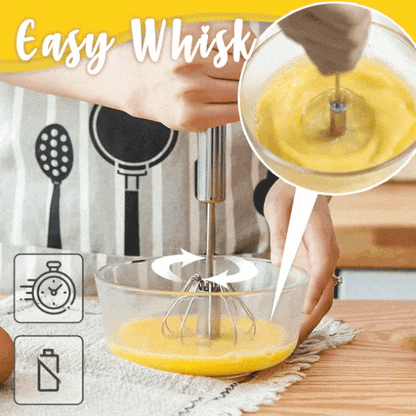 🆙Stainless Steel Hand-Push Rotary Whisk Food-Grade Rust-Resistant Kitchen Utensil