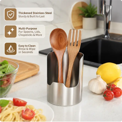 🆙1 Count, Thickened Stainless Steel Utensil Organizer, Rust Resistant Easy to Clean Multi-purpose Storage Holder✨