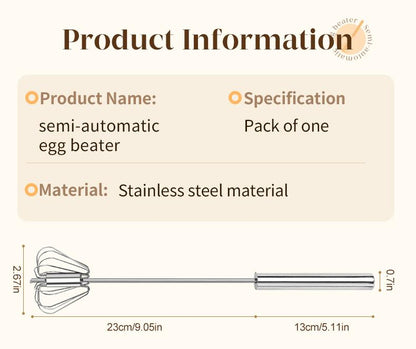 🆙Stainless Steel Hand-Push Rotary Whisk Food-Grade Rust-Resistant Kitchen Utensil